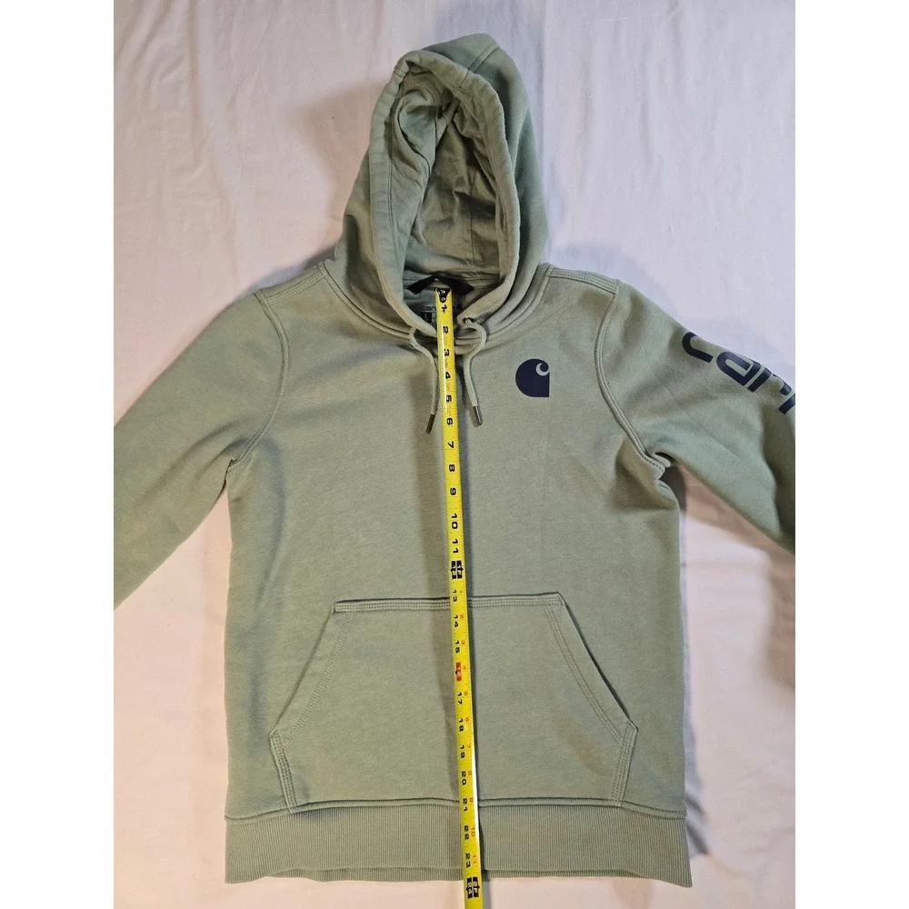 Carhartt Womens Relaxed Fit Graphic Sleeve Hoodie Sage Green TS0288-W Small - Picture 6 of 9